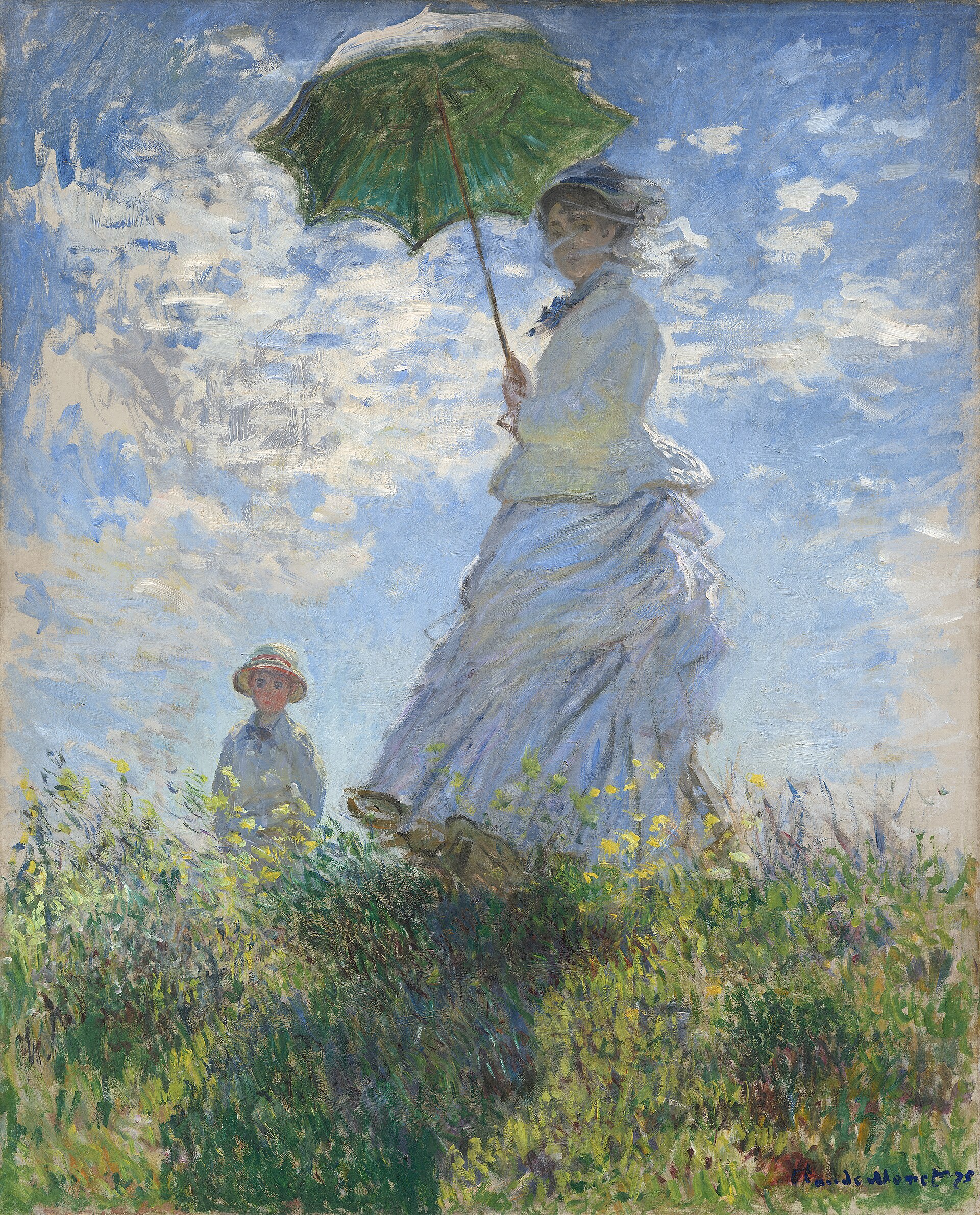 Claude Monet, Woman with a Parasol – Madame Monet and Her Son, 1875